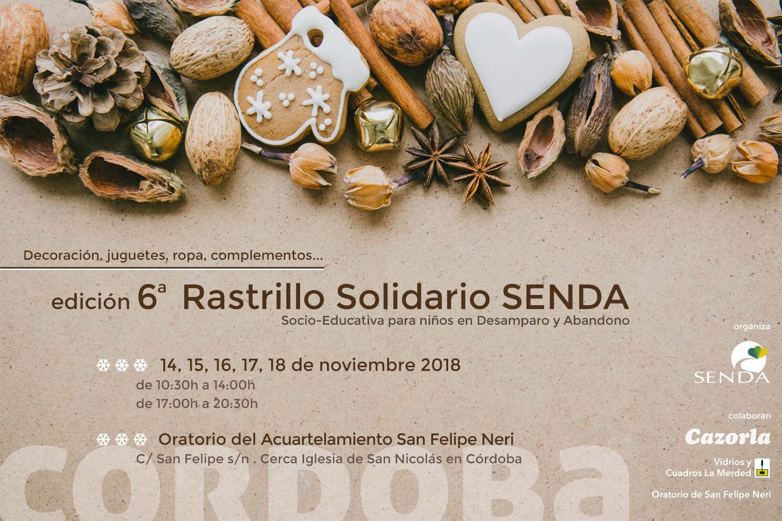 sexto rastrillo solidario Fundación Senda Andalucia Córdoba Montoro sin ánimo de lucro